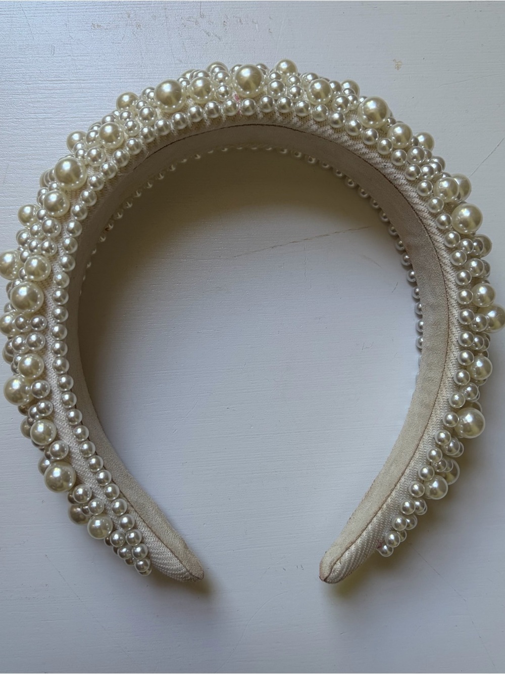 Ivory Pearl-Embellished Cream Bridal Headband